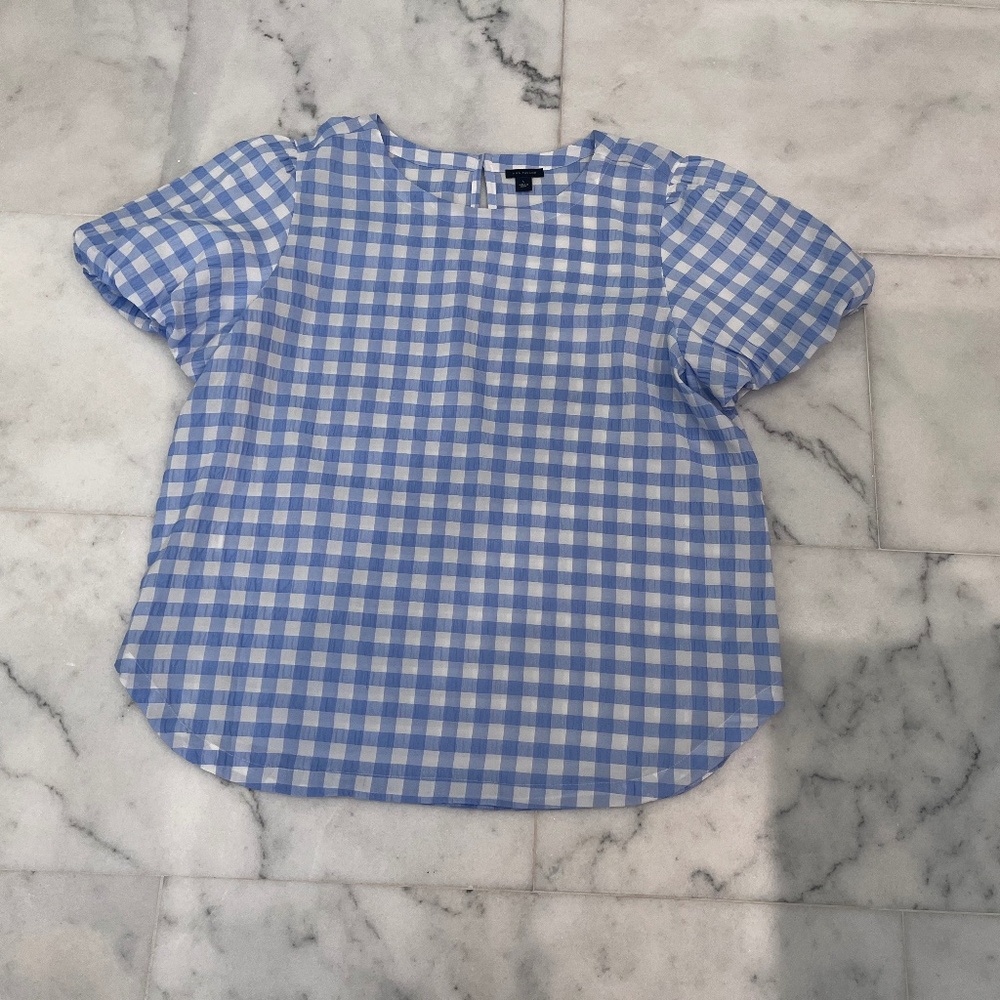 Ann Taylor Blue and White Gingham top